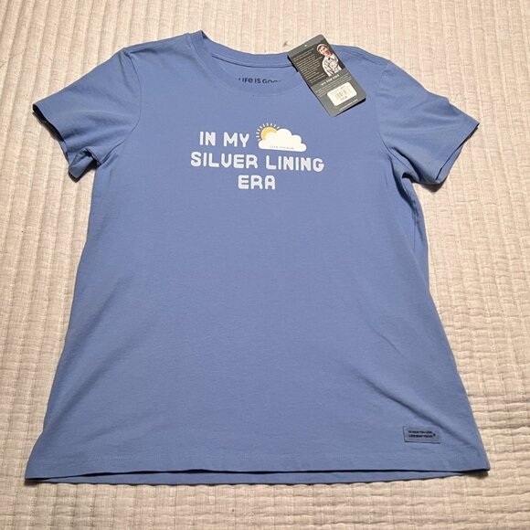 NWT Life Is Good “In My Silver Lining Era” Tee – Blue Optimistic Graphic Top - Picture 2 of 3